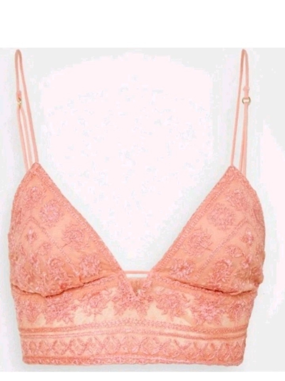 Free People Embroidered Lace Bralette in Peach